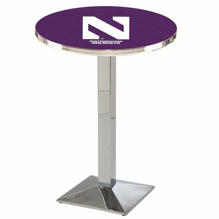 HOLLAND BAR STOOL CO 36" Chrome Northwestern Pub Table, 36" dia. Top L217C3636Nthwst